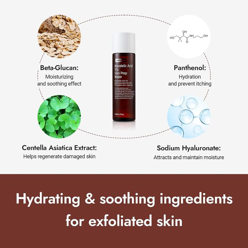 [BY WISHTREND] Mandelic acid 5% Skin prep water, Gentle skin exfoliator for face, Aha Bha toner, Ideal for sensitive skin | Helping clogged pores and pigmentation Hydrating Moisture Moisturizing Skincare Exfoliant Exfoliate Skin Repair Comfort