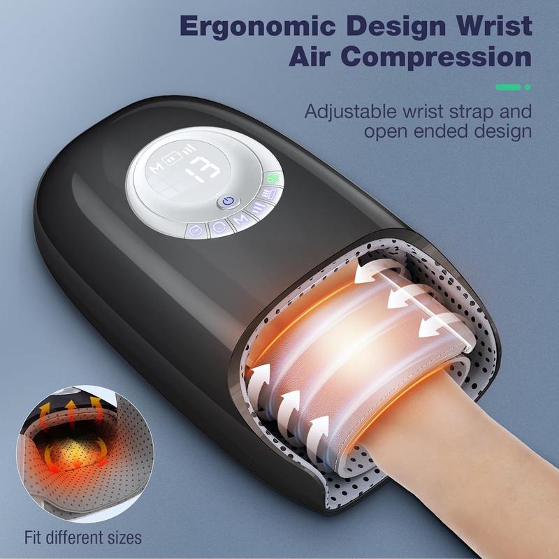 Hand Massager with Heat and Compression, 3D Machine for Arthritis and Carpal Tunnel Syndrome Relief, 6 Levels Pressure Point Therapy, Wrist and Palm Kneading with Blowing Mode, Gifts for Women, back