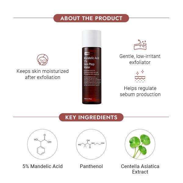 [BY WISHTREND] Mandelic acid 5% Skin prep water, Gentle skin exfoliator for face, Aha Bha toner, Ideal for sensitive skin | Helping clogged pores and pigmentation Hydrating Moisture Moisturizing Skincare Exfoliant Exfoliate Skin Repair Comfort