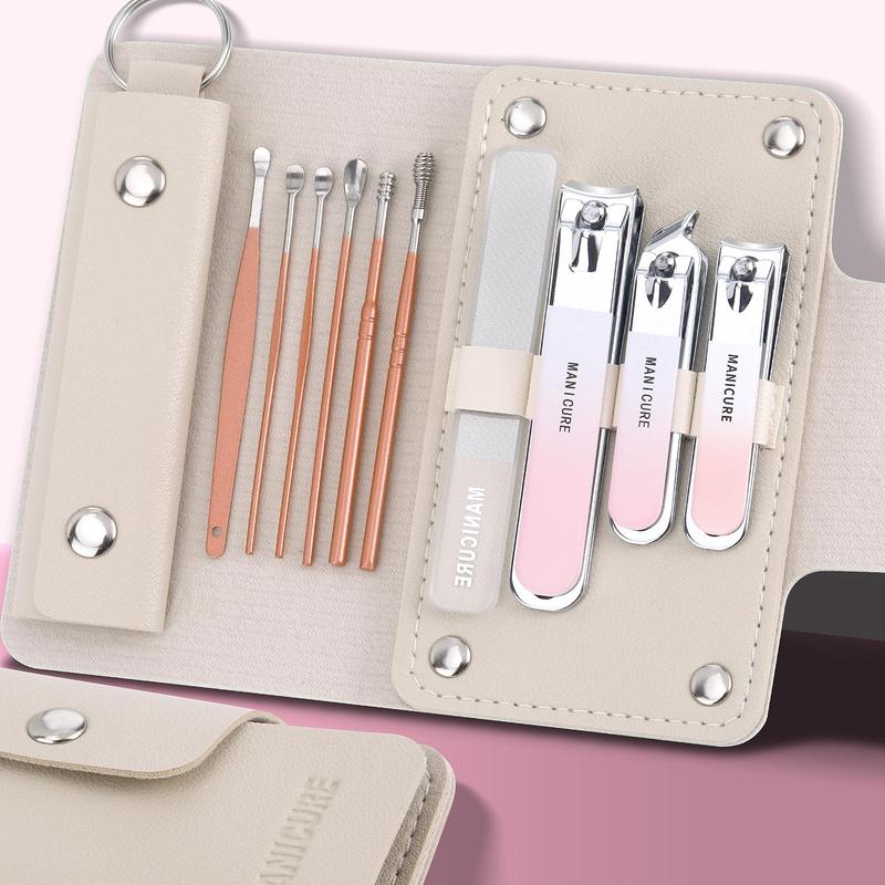 Nail Trimmer Set with Portable Travel Case, 10pcs set Professional Manicure and Pedicure Tool Set, Nail Grooming Kit for Travel Household Use