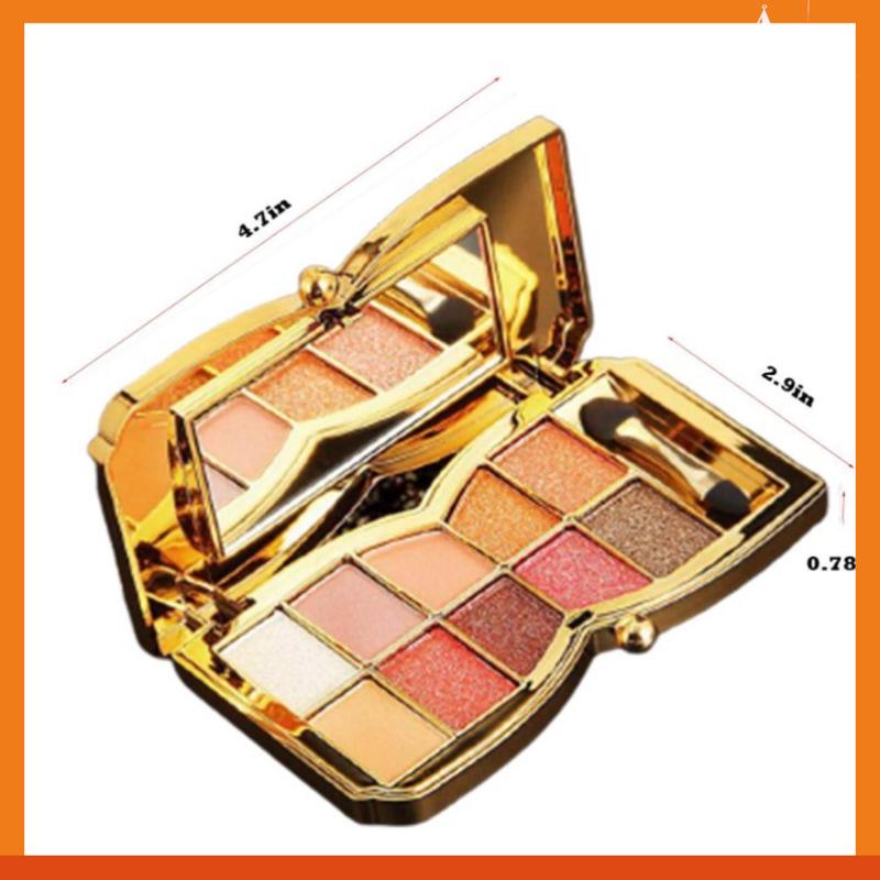 Glitter Eyeshadow Palette Makeup Set,10 Colors Shimmer Gold Eyeshadow Highly Pigmented Long Lasting Waterproof Sweatproof Professional Nude Eyeshadow Palette