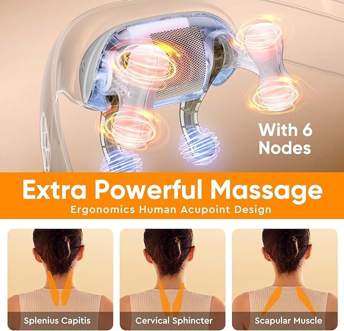 Back Massager Neck Massager  With Heat - Neck and Shoulder Massagers For Pain Relief Deep Tissue 5D Simulate Human Hand Grasping Adjustable  massager