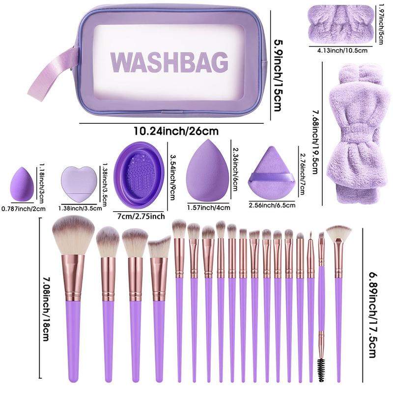 Face Makeup Tools Set (43pcs set), Makeup Brushes & Wash Bag & Headband & Wrist Strap & Makeup Sponges & Powder Puffs & Brush Bowl, Makeup Tools for Women, Makeup Brushes Set, Christmas, Christmas Gift