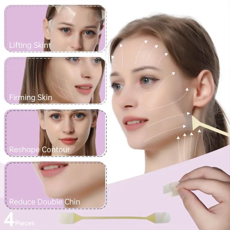 Invisible Face Lifting Sticker, 20pcs Invisible Face Lifting Patch with 4 Counts Pull Rope, Face Lifting Tool, Makeup Tool for Women