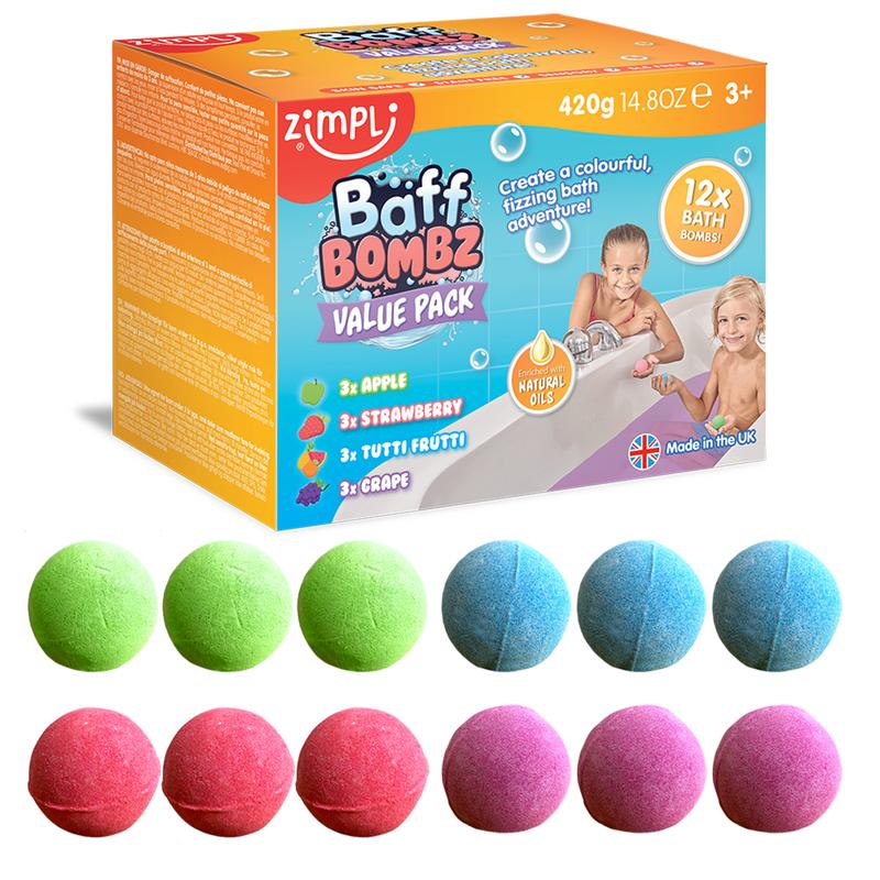 Zimpli Baff Bombz Round Value Pack - 12 Pack Bath Bombs