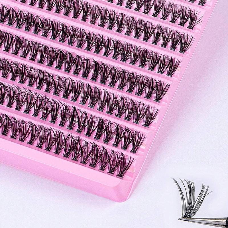 Individual False Eyelashes with Eyelash Glue & Tweezers, D Curl Lash Extension Kit, Eye Makeup Enhancement Tool for Women & Girls, Christmas Gift