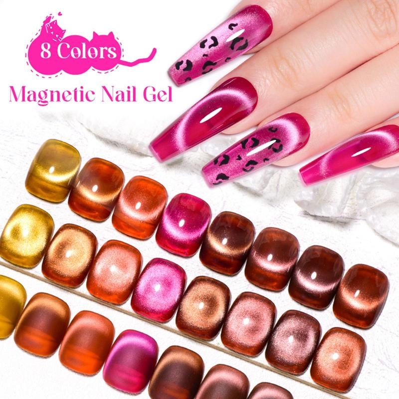 Amber Gel Nail Polish Set, 9 Counts set Long-lasting Salon Quality Nail Art & Nail Polish Kit for Women & Girls, Professional Nail Art Kit, Christmas Gift