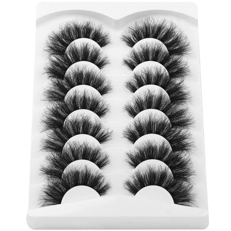 Cosmetic Supplies, Fluffy False Eyelashes, 7 Pairs Thick Dramatic Cat Eye Lashes, Natural Curling Eye Makeup Strip Lashes, Eye Makeup, Lashes Extension Kit