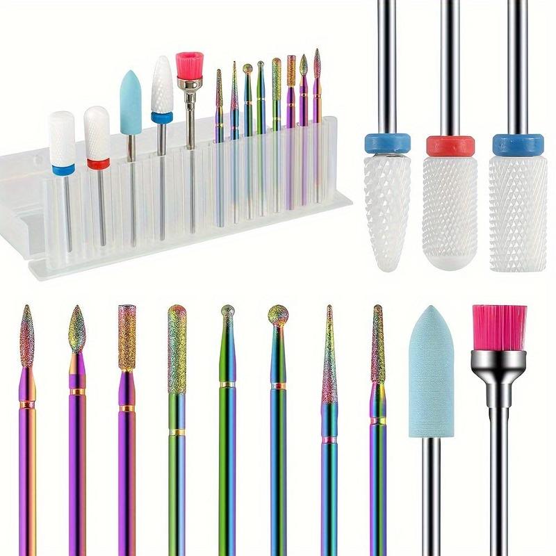 Nail Grooming Set, 13pcs set High-performance Buffing & Polishing Bits, Effortless Remover, Deluxe Cleaning Brush, Complete Manicure & Pedicure Tools