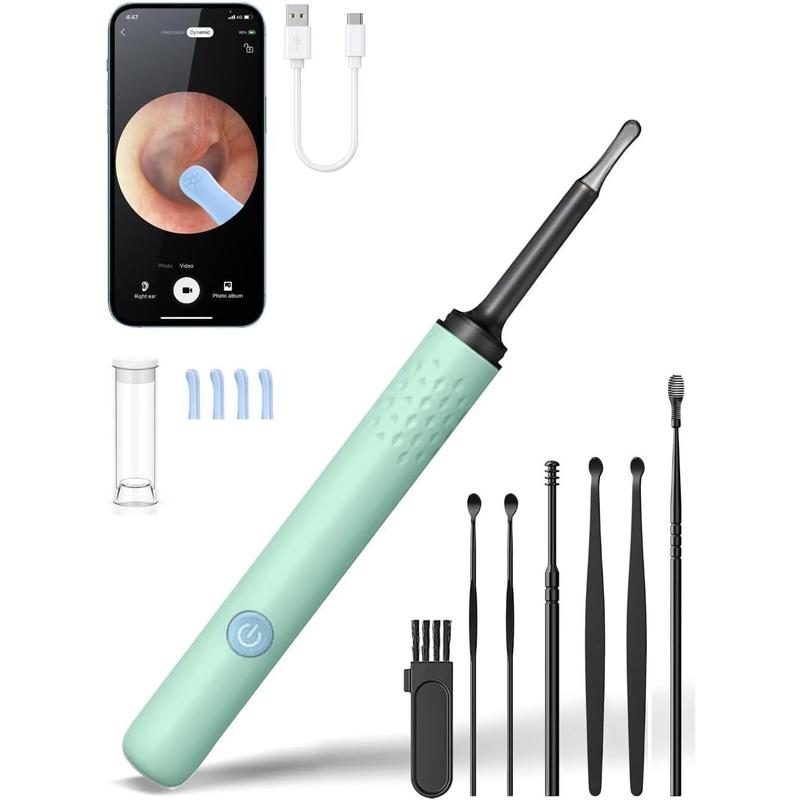 Ear Wax Removal, Ear Cleaner with Camera, Ear Wax Removal Kit with 1080P, Ear Camera Otoscope with Light, Ear Cleaning Kit for , iPad, Android Phones (Green)