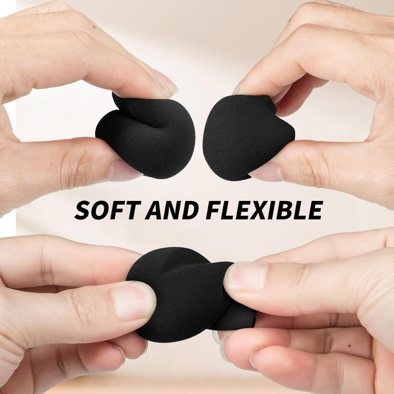 Makeup Tool Set, 7pcs Black Irregular Shape Design Beauty Sponge & 5pcs Triangular Powder Puff for Wet and Dry Use, Portable Cosmetics, Makeup Accessories