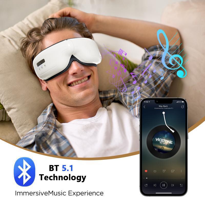 Upgrade Eye Massager with Heat Compression, Heated Eye Mask with Bluetooth Music Eye Care Device, Smart Eye Mask, Reduce Eye Strain, Birthday Gifts for Mom Dad, Christmas Gifts