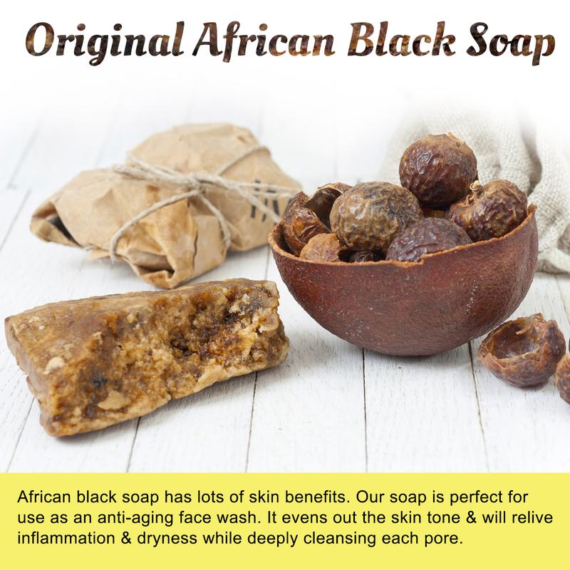 It's Pure Natural African Black Soap Bars Lemongrass (Pack of 3) Raw Soap for Face & Body  [Made in Ghana] Body Care Body Wash