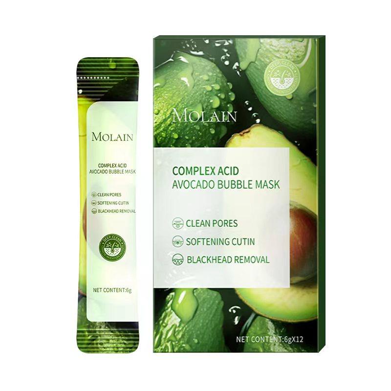 MOLAIN Complex Acid Avocado Cleansing Bubble Mask. Gentle exfoliation, deep cleansing, purifying and nourishing, oil control, improve skin texture