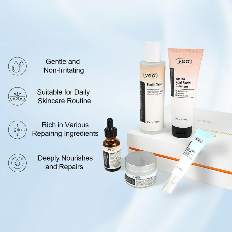 VGO Skincare 5-step Rountine Skincare Set All-in-One Simple Care Facial Care-B