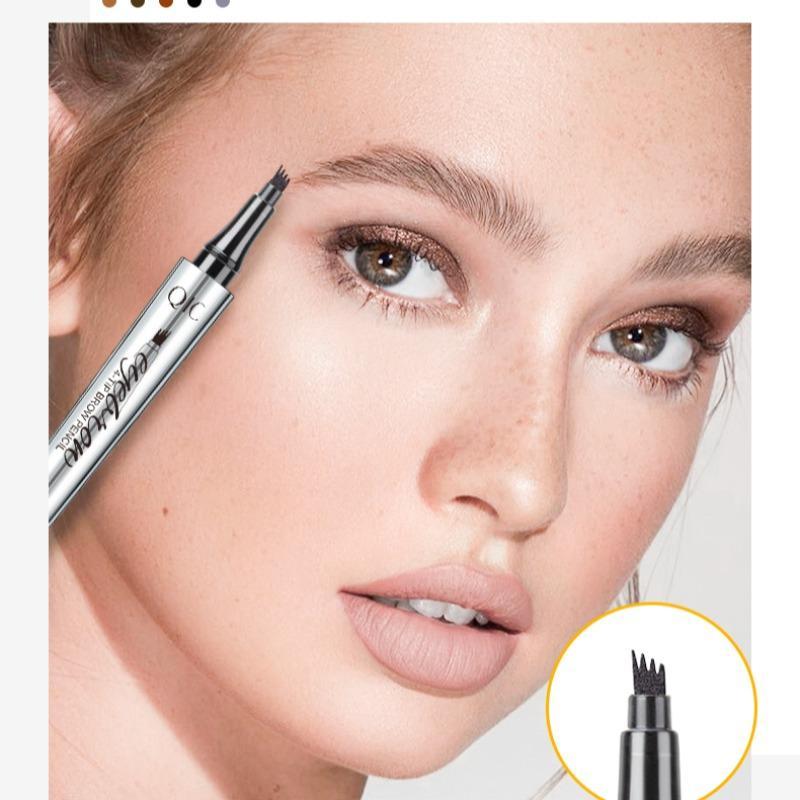 Eyebrow Pencil with 4-claw Micro-cross Tip Applicator, Long Lasting Eyebrow Pencil, Brow Styling Brush, Eye Brow Makeup Tool, Makeup Accessories