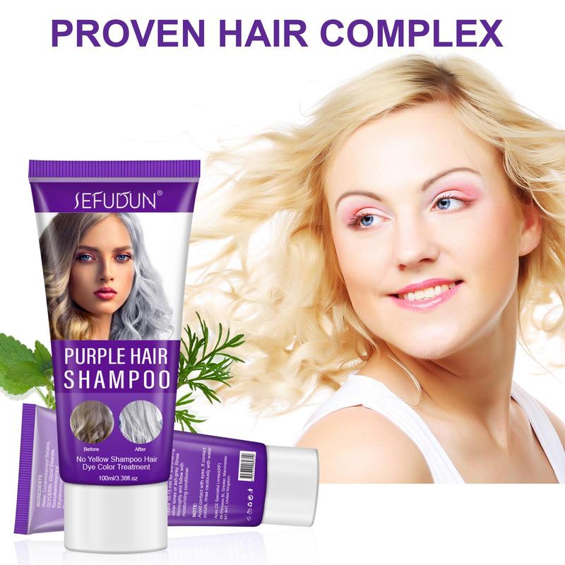 Purple Hair Shampoo, Hair Purple Shampoo for Blonde, Gray and Platinum Hair, Neutralizes Yellow Tones, Enhances Shine, Strengthens Hair Roots