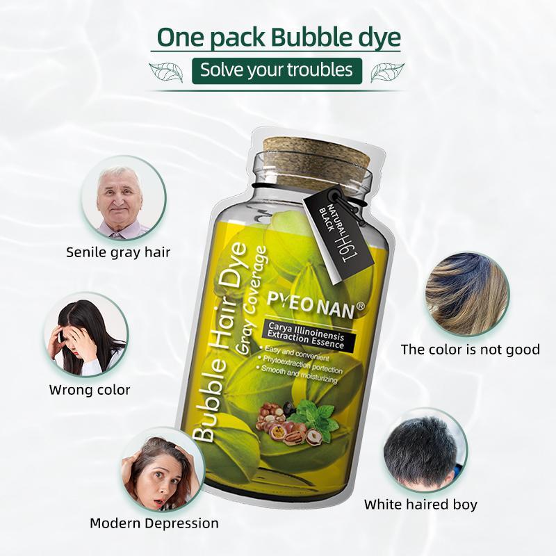 PYEONAN Unisex Bubble Hair Dye, Black or Dark Brown with Herbal Ingredients, No Bleaching, Ammonia-Free, 10 Bags Hair Color 5.6 Oz. 160g