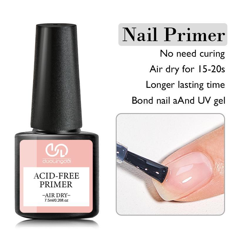 Nail Prep Dehydrator & Acid-free Primer Gel Base Top Coat Set with Nail Cuticle Oil, 5 Counts set Dehydrator for Acrylic & Gel Nail Polish, Nail Polish Set