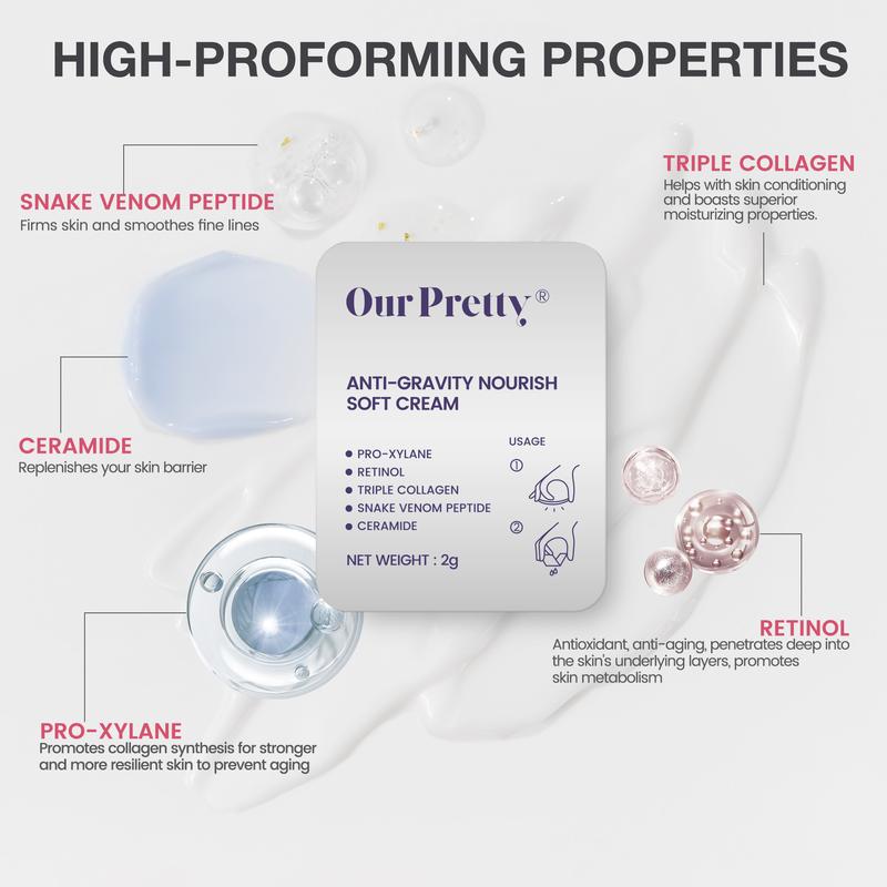 Ourpretty Anti-Gravity Nourish Soft Cream Age Reversal Facial Individually packaged  Pro-Xylane Retinol Triple Collagen Snake Venom Peptide Ceramide