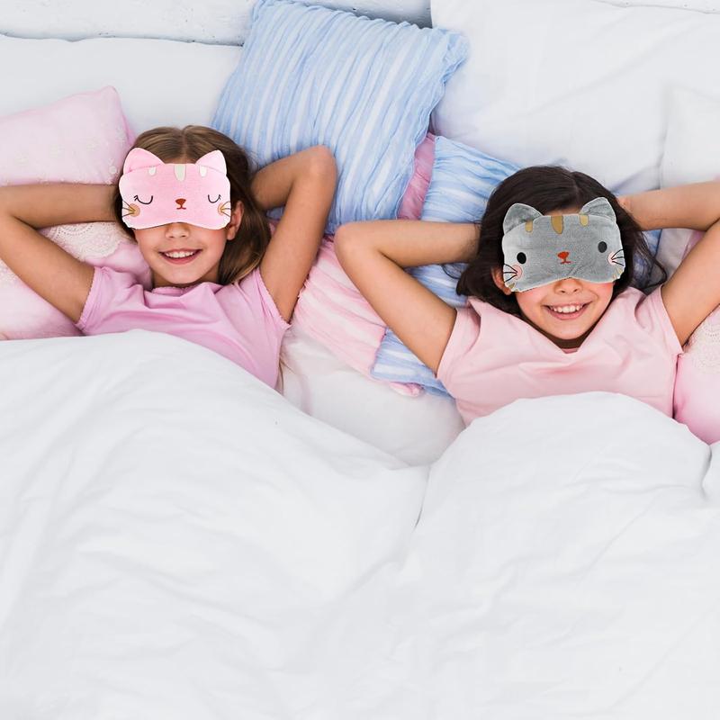 4 count Plush Sleeping Eye Cover Furry Sleep  Soft Comfortable Blindfold Rainbow Elastic Faux  Eye Shade for Adults  Travel Nap Sleeping (Pink+White+Grey+Black) Lightweight Mask