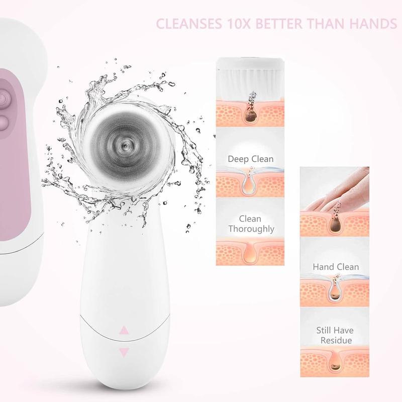 Waterproof Facial Cleansing Spin Brush Set with 5 Exfoliating Brush Heads - Electric Face Scrubber Cleanser Brush Face Brush for Gentle Exfoliation and Deep Scrubbing