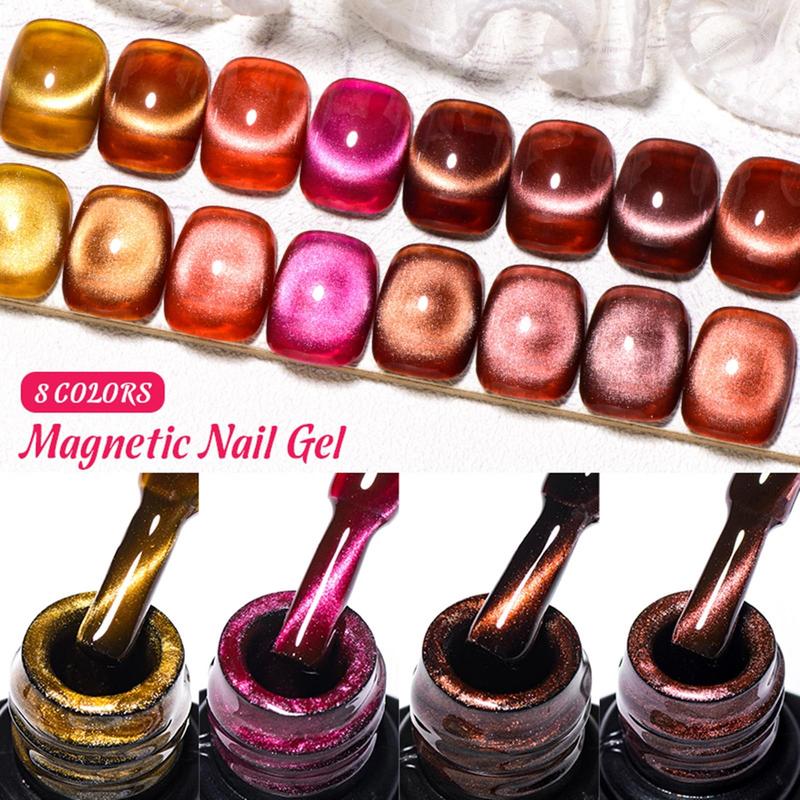 Amber Gel Nail Polish Set, 9 Counts set Long-lasting Salon Quality Nail Art & Nail Polish Kit for Women & Girls, Professional Nail Art Kit, Christmas Gift