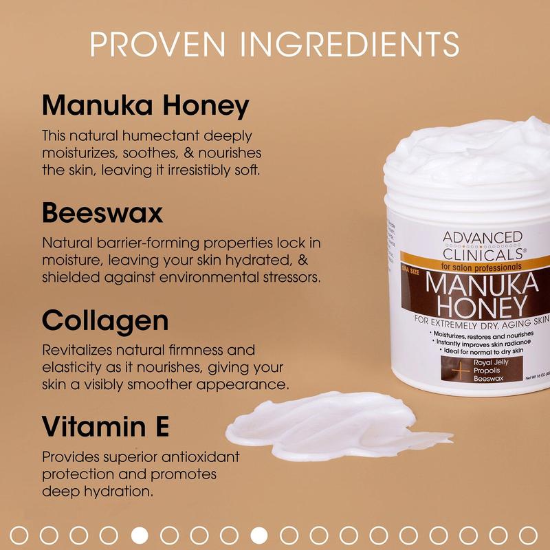 Advanced Clinicals Manuka Honey Dryness Relief Body Cream 16 Fl Oz