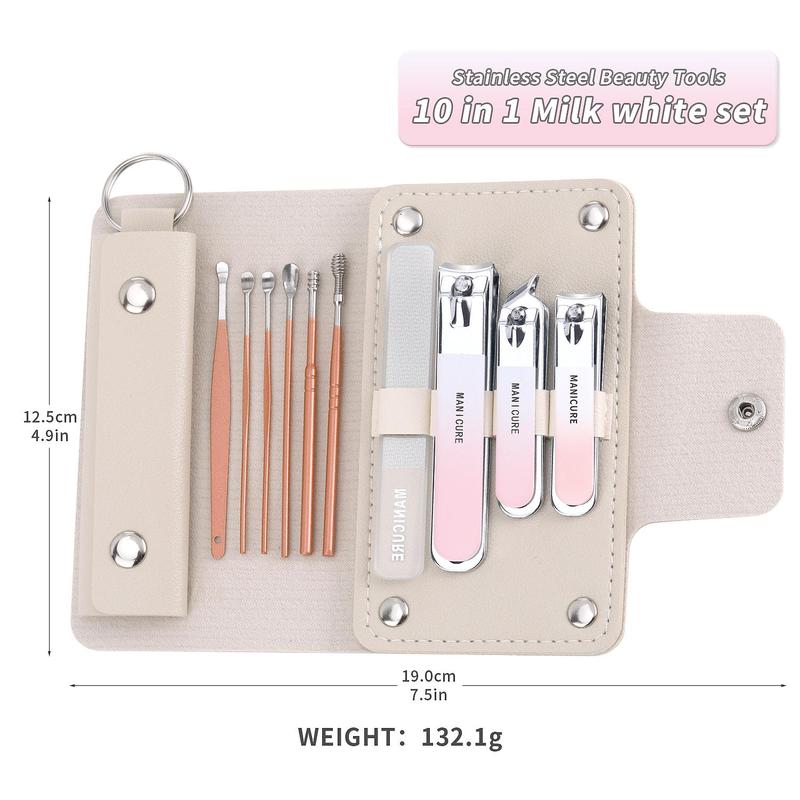 Nail Trimmer Set with Portable Travel Case, 10pcs set Professional Manicure and Pedicure Tool Set, Nail Grooming Kit for Travel Household Use