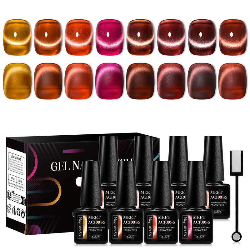 Amber Gel Nail Polish Set, 9 Counts set Long-lasting Salon Quality Nail Art & Nail Polish Kit for Women & Girls, Professional Nail Art Kit, Christmas Gift