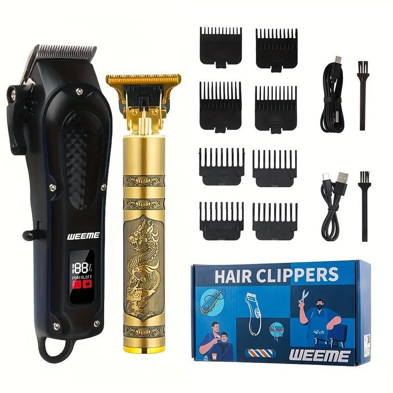 Professional Hair Clipper Set, 1 Box Hair Clipper & T-shaped Trimmer, USB Rechargeable Hair Trimmer for Men, Great for Stylists Barbershop Salon Home Use, Christmas Gift, Stocking Fillers, Winter & New Year Gift, Christmas Essentials