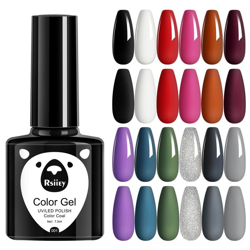 Gel Nail Polish Set, 12pcs Multicolor Nail Supplies Matte And Glitter Soak Off UV LED Color Gel, Glossy Finish DIY Nail Art for Women & Girls, Nail Art