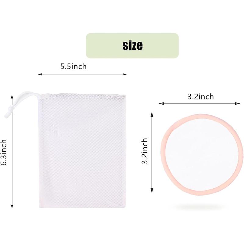 Fanclovesotio 24 Pack Reusable Makeup Remover Pads with a Washable Laundry Bag and Round Box for Storage, Reusable  Cotton Rounds (Pink, 24Pack)