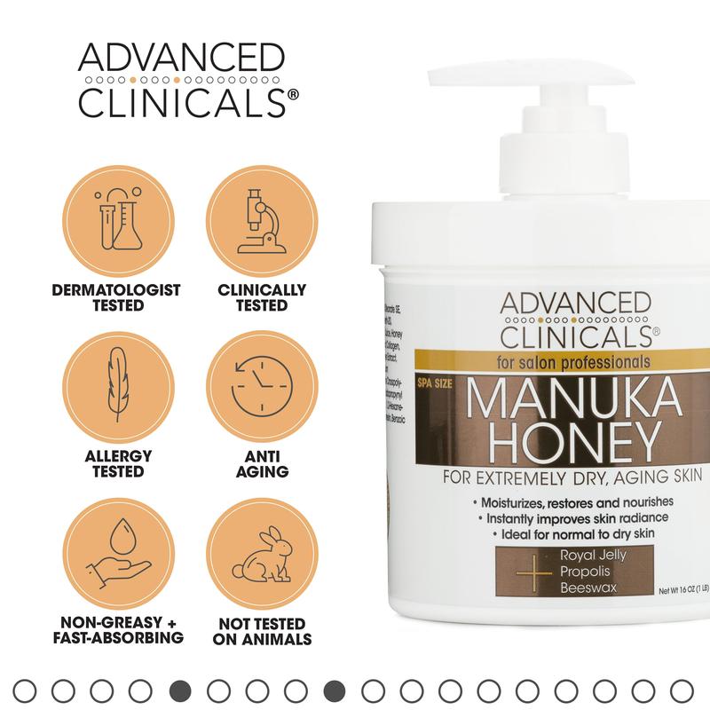 Advanced Clinicals Manuka Honey Dryness Relief Body Cream 16 Fl Oz