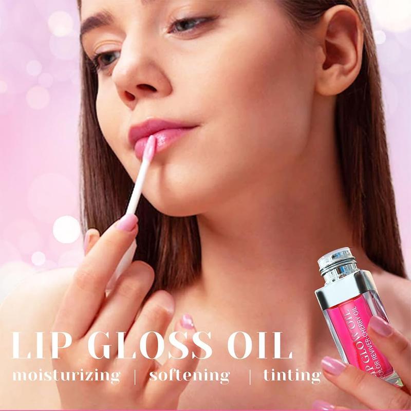 Hydrating Moisturizing Lip Glow Oil, Nourishing Glossy Transparent Plumping Oil, Non-sticky Tinted Toot Lip Balm for Lip Care 0.2 OZ Skincare Comfort