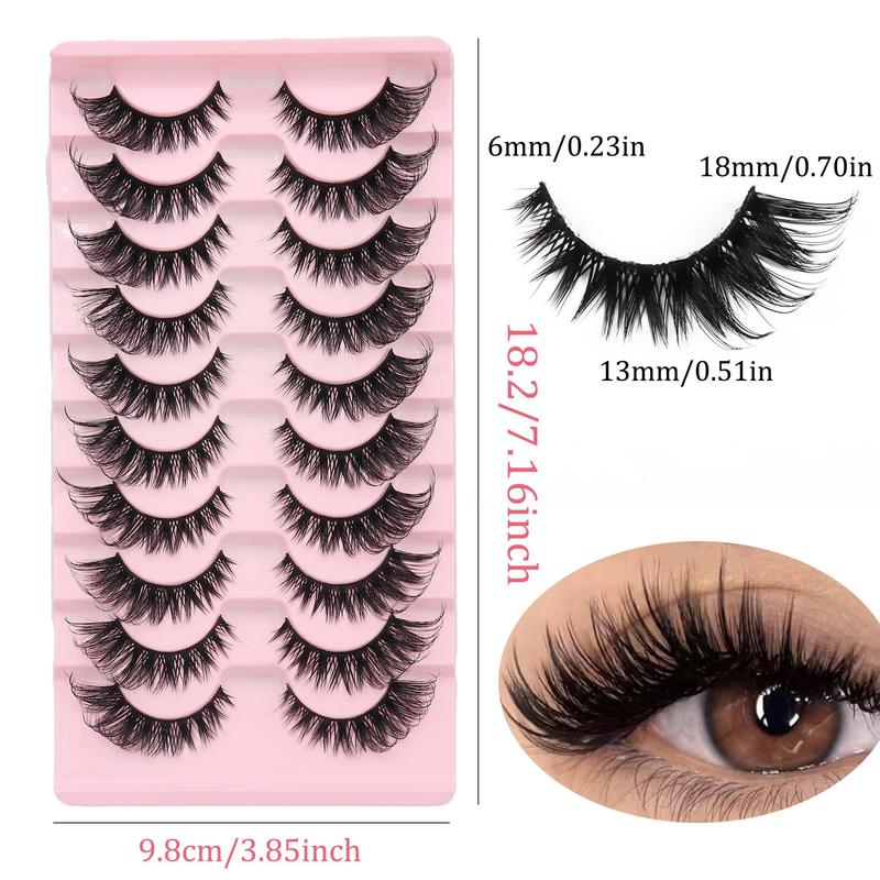 Natural Look False Eyelashes, 10 Pairs Wispy Faux Cluster Lashes, Volumized False Eyelashes for Women and Girls Eye Makeup Enhancement