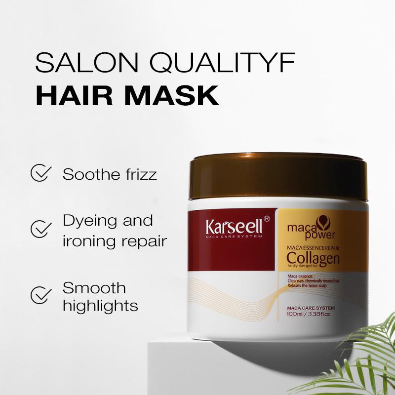 Karseell Small Sample (3.38floz 100ml) maca power Collagen Hair Care DeepRepair Conditioning Argan Oil Comfort Essence suitablefor all hair types