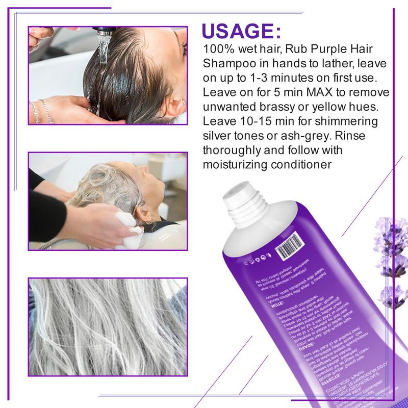 Purple Hair Shampoo, Hair Purple Shampoo for Blonde, Gray and Platinum Hair, Neutralizes Yellow Tones, Enhances Shine, Strengthens Hair Roots