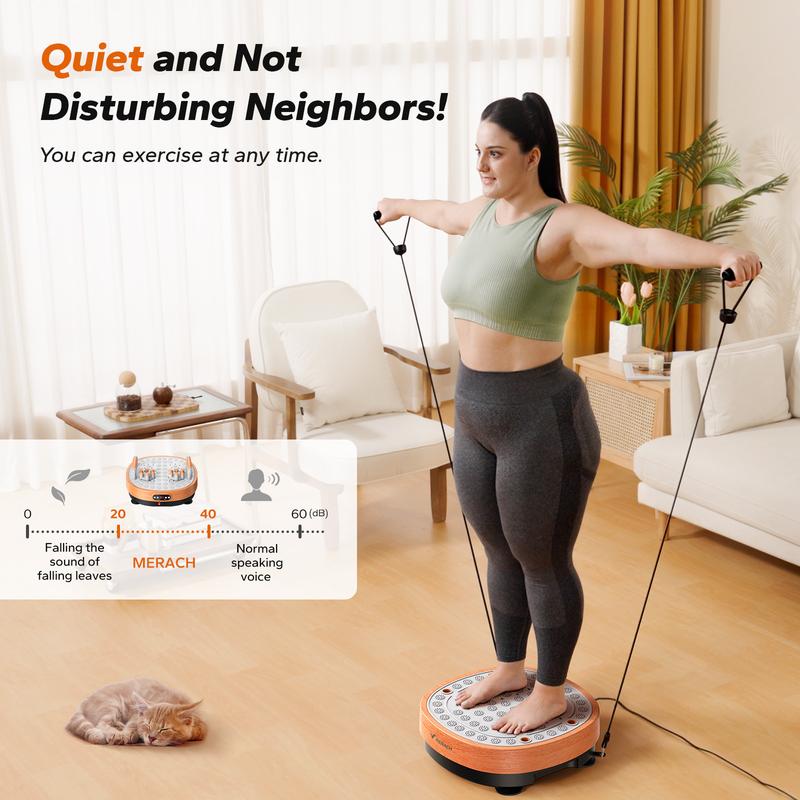 MERACH Round Model Vibration Plate Exercise Machine with massage, Lymphatic Drainage Machine, Whole Body Workout for Fitness, Gifts