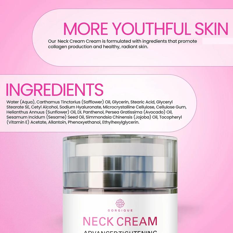 Neck Cream with Hyaluronic Acid Advanced Tightening Cream To Reduce Chin Chest Area Neck Lines for Youthful Skin