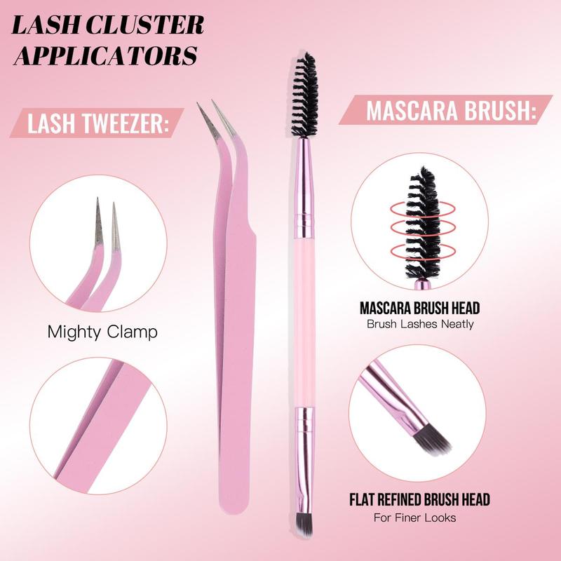 Natural Look Eyelash Extensions, 1 Set Mixed Length Individual False Eyelashes with Eyelash Glue & Tweezers, Eye Makeup Enhancement Tool for Women & Girls