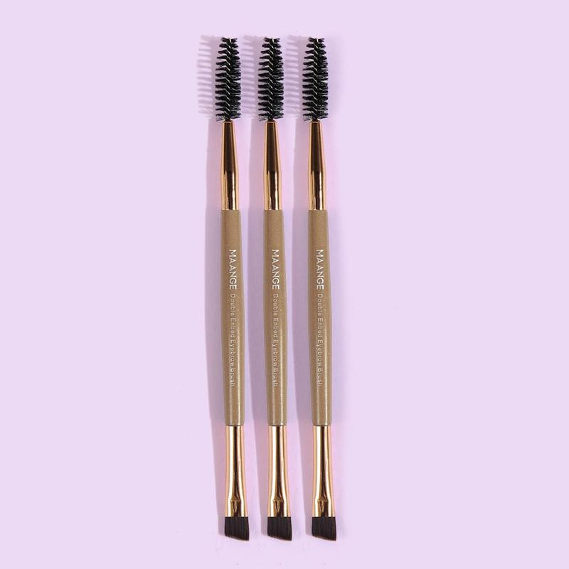 Double Ended Eyebrow Brush, 3 Counts set 2 in 1 Eye Brow Brush, Eyelash Brush, Professional Angled Brow Brush, Versatile Beauty Makeup Brushes, Christmas Gift