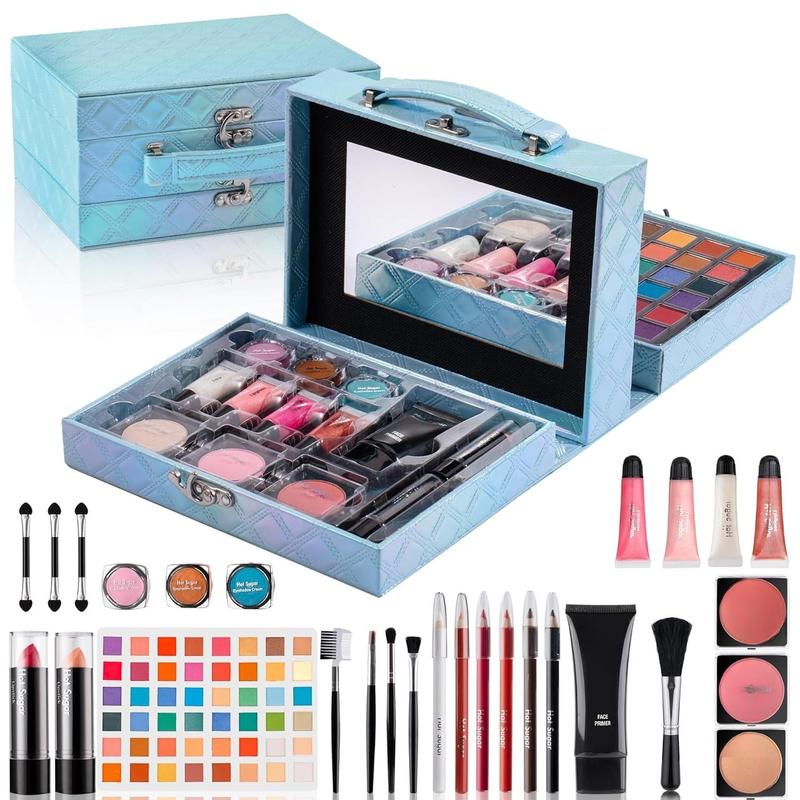 Makeup Kit for Preteen Girls 10-12, Birthday Christmas Makeup Gift Set for Teens 16-18, All in One Beginner Makeup Kit for Women Full Kit (Blue )