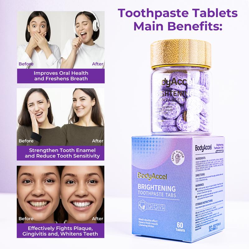 ANBRIGHTENING TOOTHPASTE TABS，Toothpaste Tablets for Teeth Whitening, 60 pcs