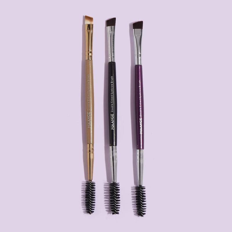 Double Ended Eyebrow Brush, 3 Counts set 2 in 1 Eye Brow Brush, Eyelash Brush, Professional Angled Brow Brush, Versatile Beauty Makeup Brushes, Christmas Gift