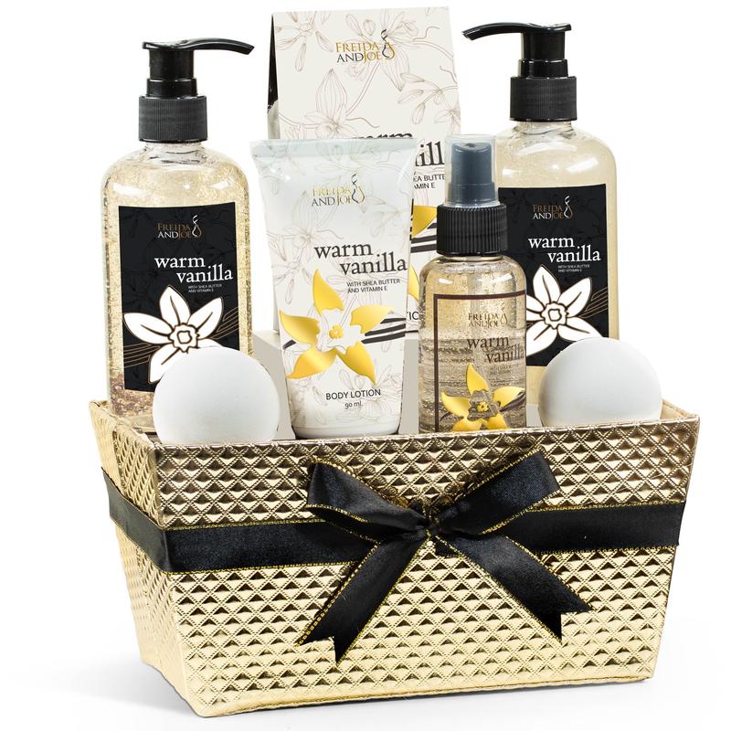 Bath and Body Gift Set for Her Warm Vanilla Fragrance Bath & Body Spa Gift Set - Perfect Gift Basket for Women