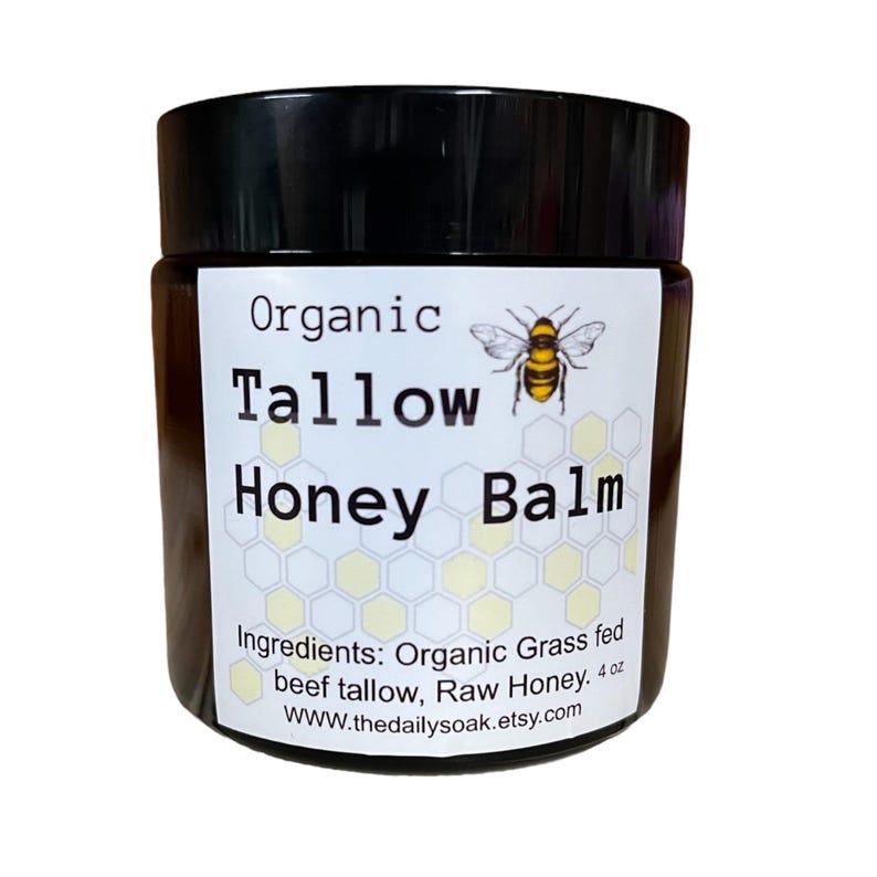 Tallow moisturizer with raw honey. Tallow balm Tallow face cream, sensitive skin face cream. 4oz jar scented or unscented.