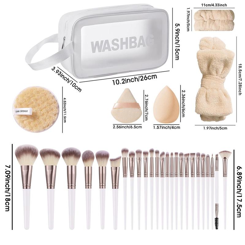 Makeup Tool Set, 44pcs set Makeup Sponges & Powder Puffs & Hairband & Brush & Brush Cleaning Bowl & Cosmetic Bag & Wristband, Professional Makeup Tools