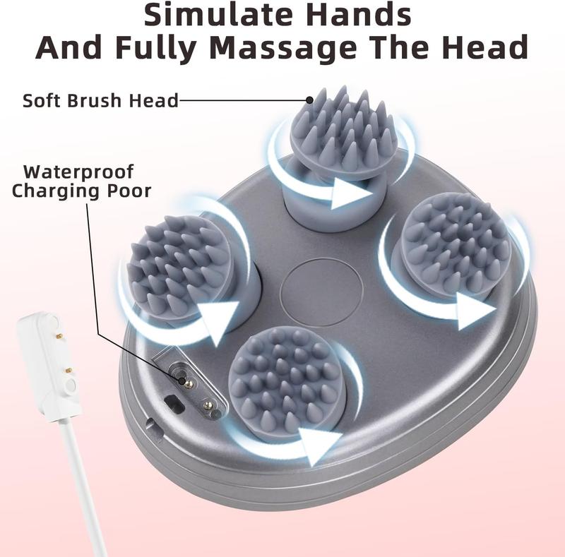 Cotsoco Handheld Electric Scalp Massager Waterproof, Portable Cordless Head Massager Comfort with Kneading 96 Massage Nodes, Gifts for Women Men Pets