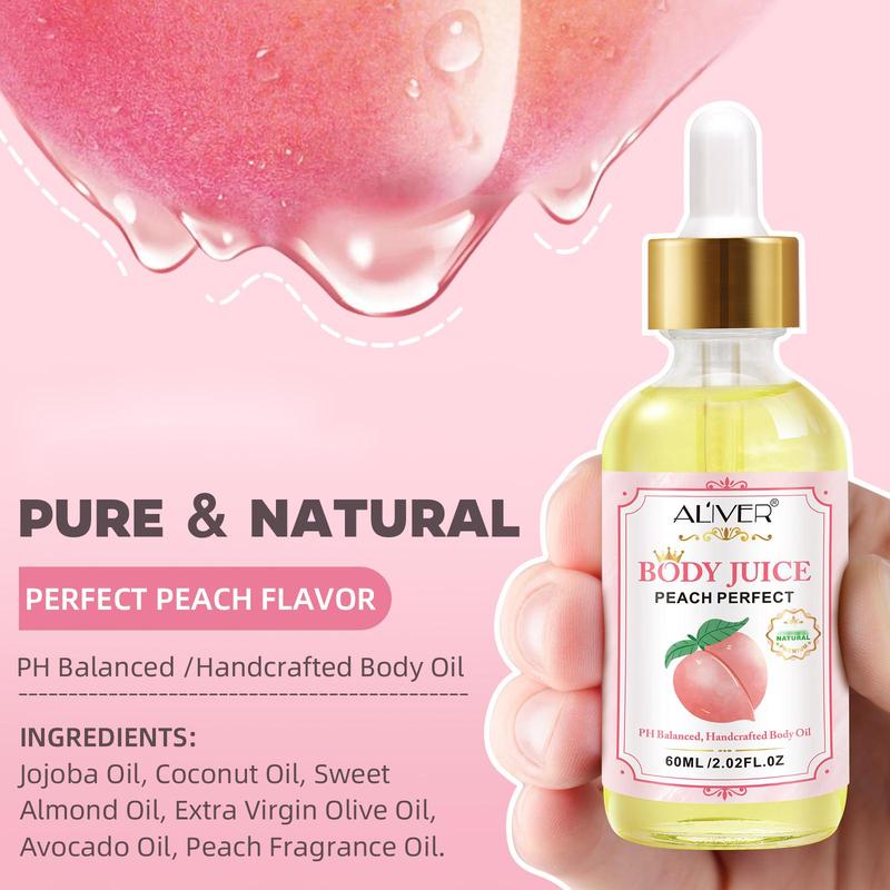 Aliver Body Juice Oil Peach Perfect, PH Balanced Handcrafted Body Oil (60ML   2.02 FL.OZ)